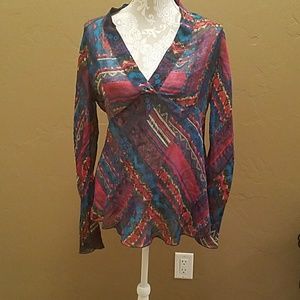 Chico's sheer v neck blouse